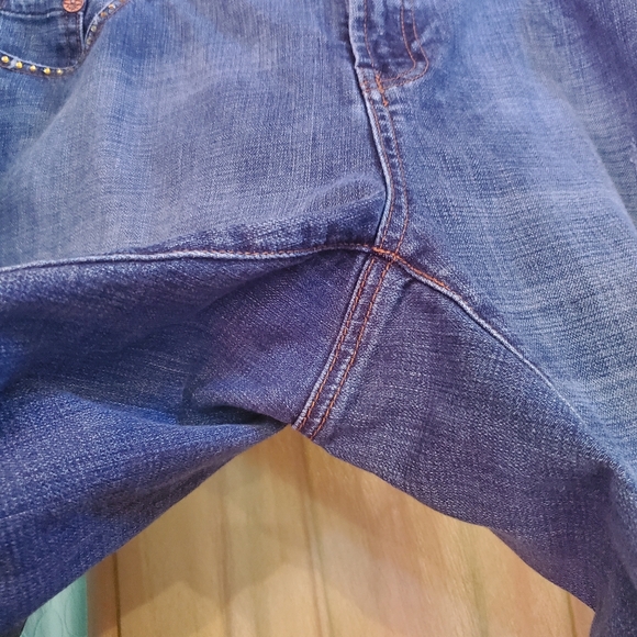 Seven 7 Premium Denim RustGold Rhinestone Embellished SZ 16 x32-33L Like New - Picture 7 of 17